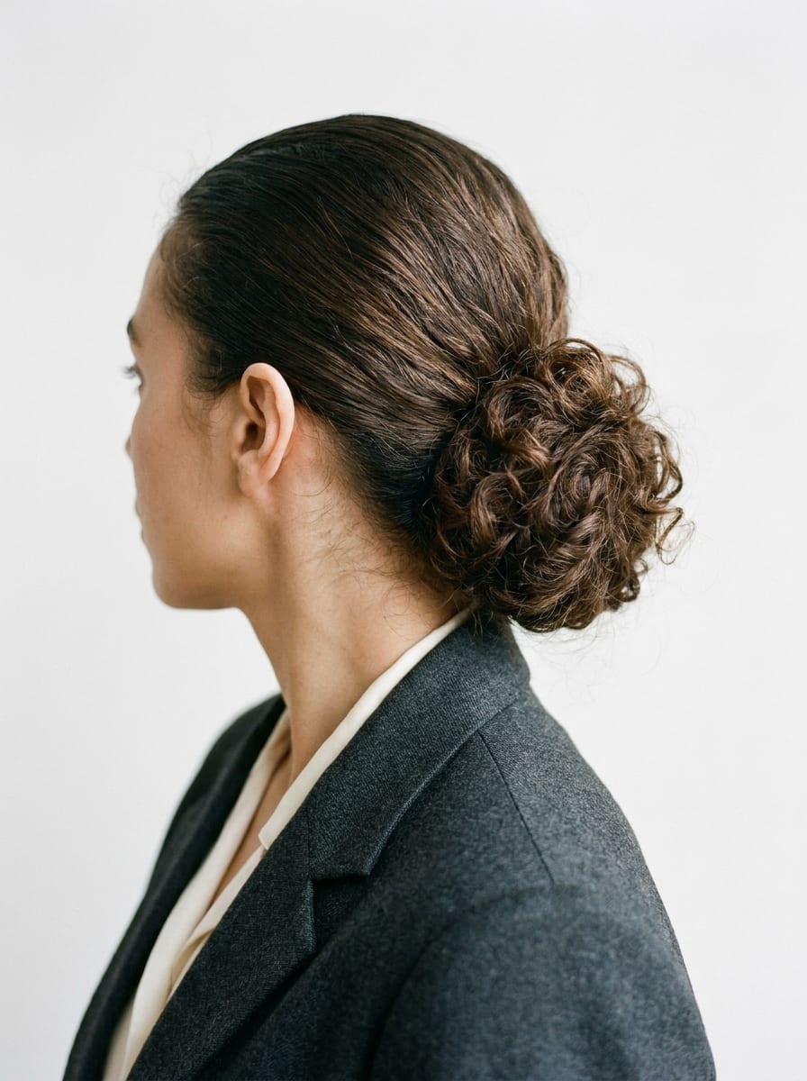 Sleek Bun mit lockigen Längen - Sleek Frisur